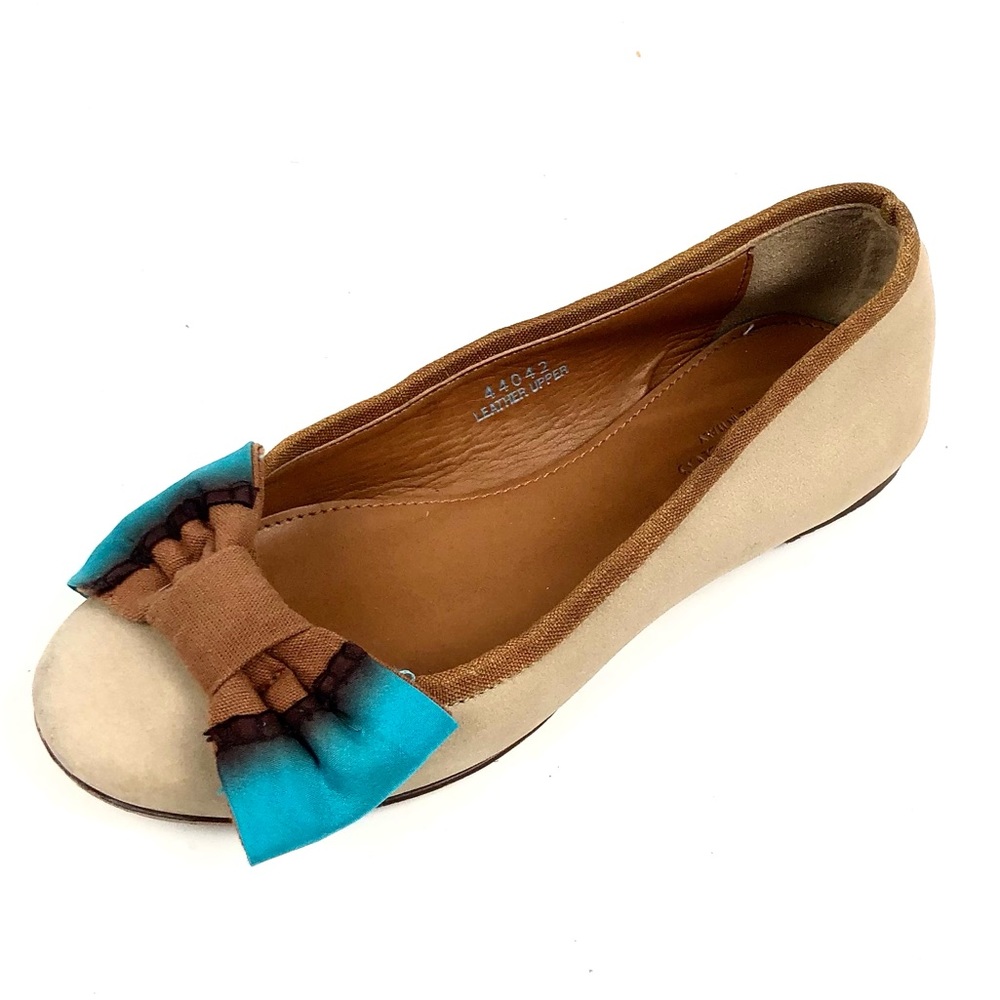 Crew Cuts Girls Tan Leather Ballet Flats Sz 13